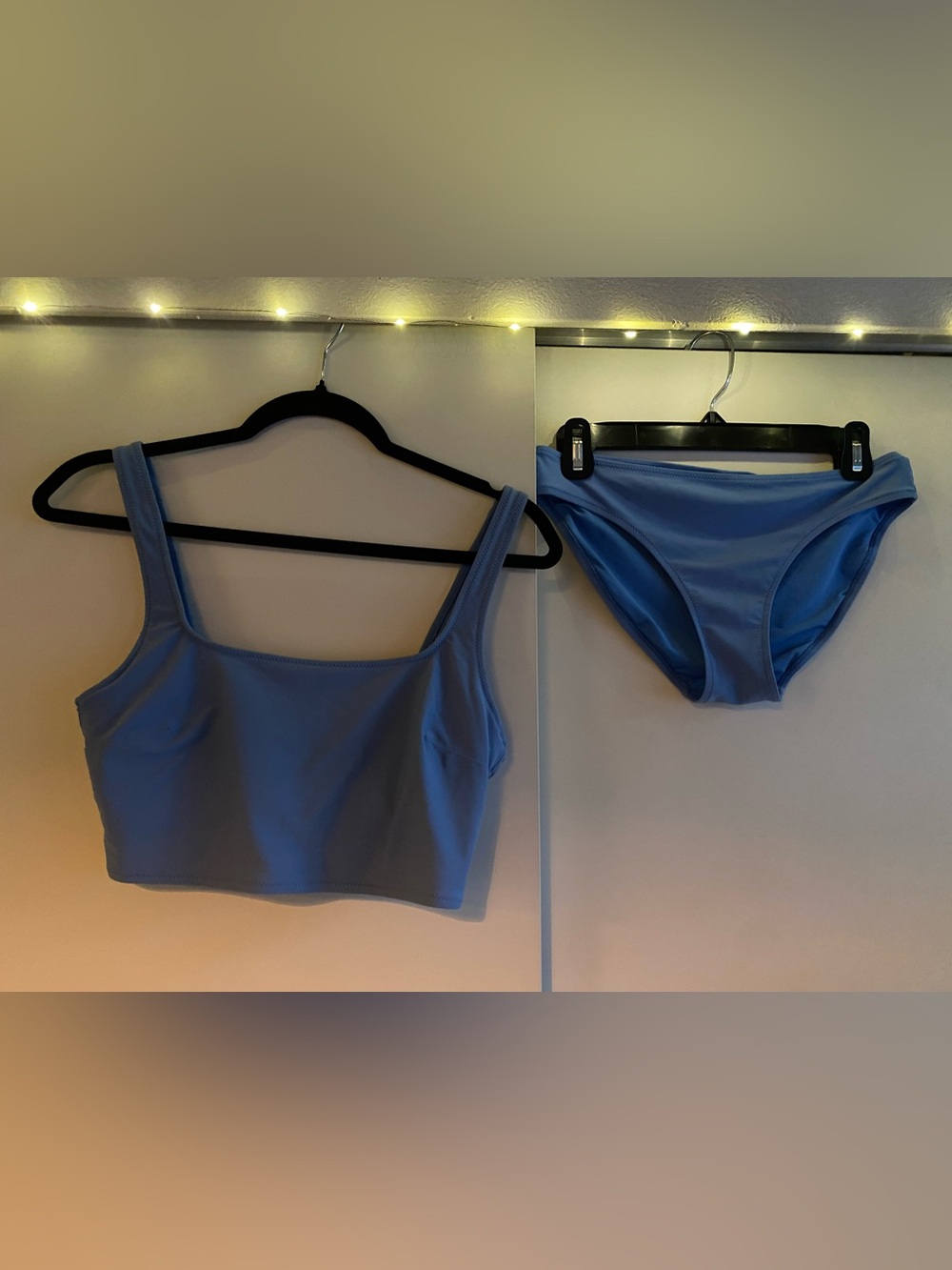 aerie Periwinkle Longline Scoop Bikini Top and Regular Medium Coverage Bottoms|M